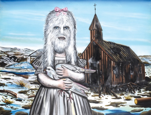 She is burning down the church, She is snow white