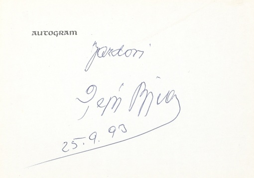 Podpisová kartička  Josef Bican