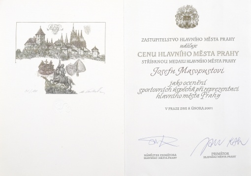 Udělení stříbrné medaile hl. m. Prahy J. Masopustovi