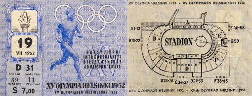Vstupenka OH Helsinki, zahajovací ceremoniál