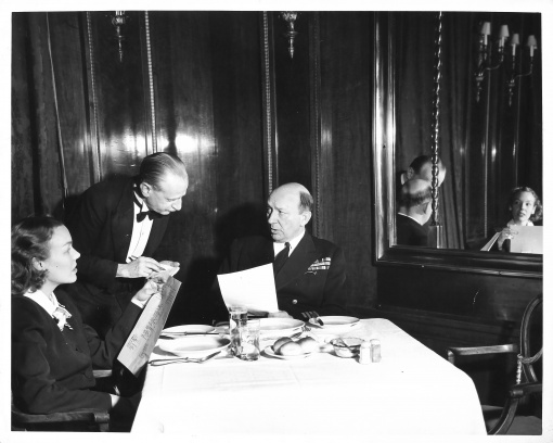 Mrs. J. Harrop and her father at lounch at the Bristol Hotel in Vienna