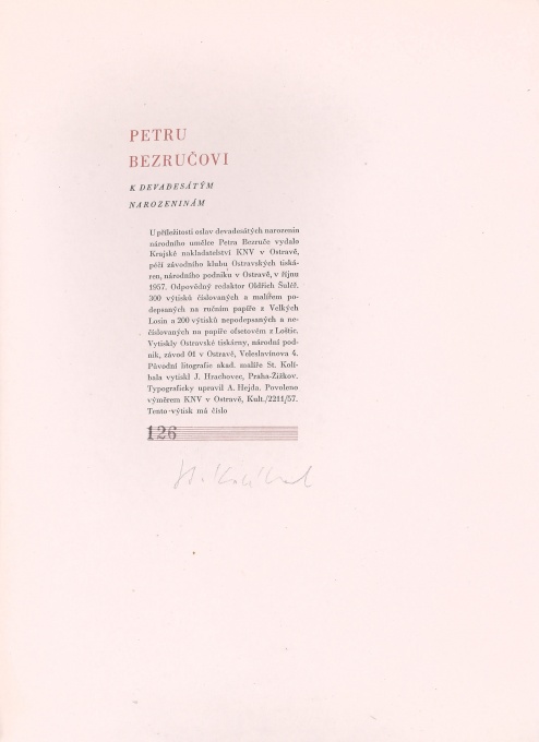 Petru Bezručovi k devadesátým narozeninám