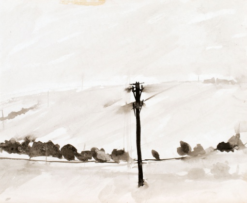 Krajina s telegrafním sloupem