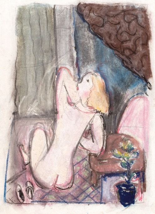 Sedící akt na koberci