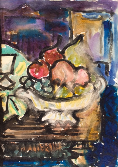 Zátiší s mísou a ovocem