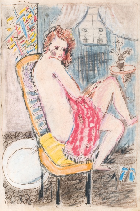 Akt s červeným přehozem