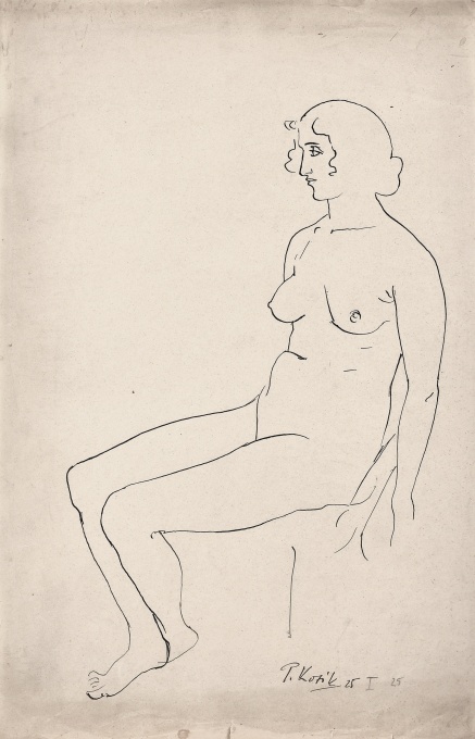 Studie sedící ženy