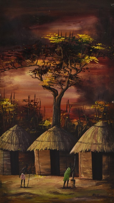 Západ slunce nad vesnicí