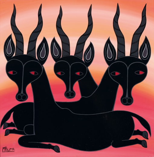 Tři odpočívající antilopy