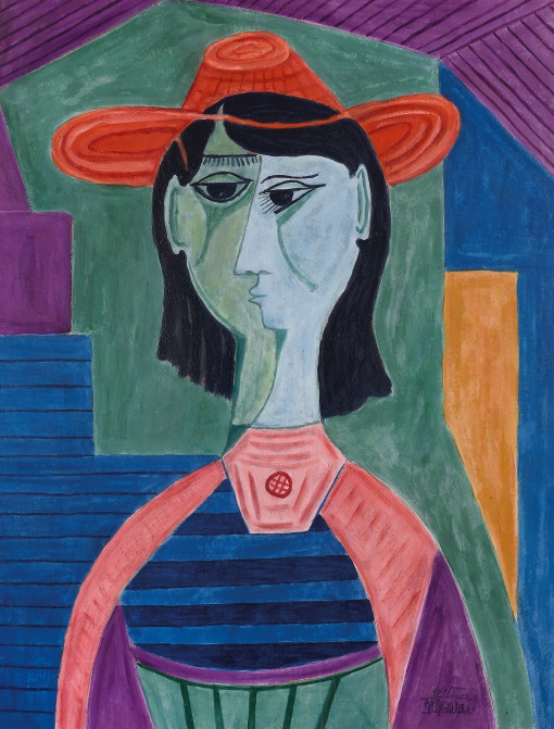 Žena v červeném klobouku