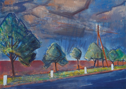 Bouřka nad silnicí