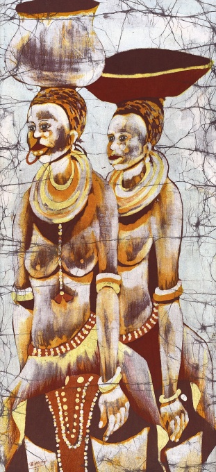 Masajské ženy přinášející vodu