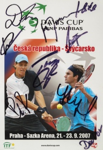 Davis Cup, CZ vs. Švýcarsko, autogramy hráčů