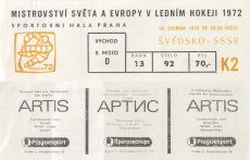 Vstupenka MS v hokeji Praha, Švédsko - SSSR