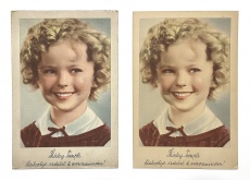 Shirley Temple, portrét s blahopřáním, 2 ks
