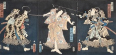 Výjev z divadla kabuki, tryptich