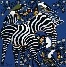 Zebra a ptáci